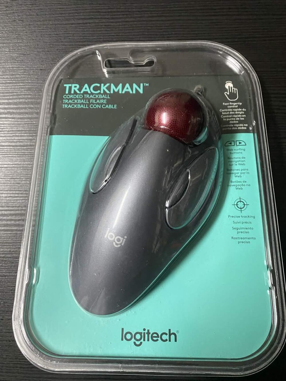 Logitech TRACKMAN Corded Trackball Mouse T-BC21 Wired USB (Sealed)